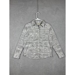 Faherty Legend Sweater Shirt Gray Coastal‎ Water Women Size S Button Up Soft
